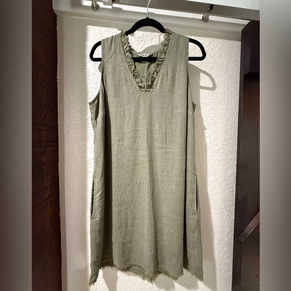 Tommy Bahama - Two Palms Olive Green Ruffle Trim Dress
